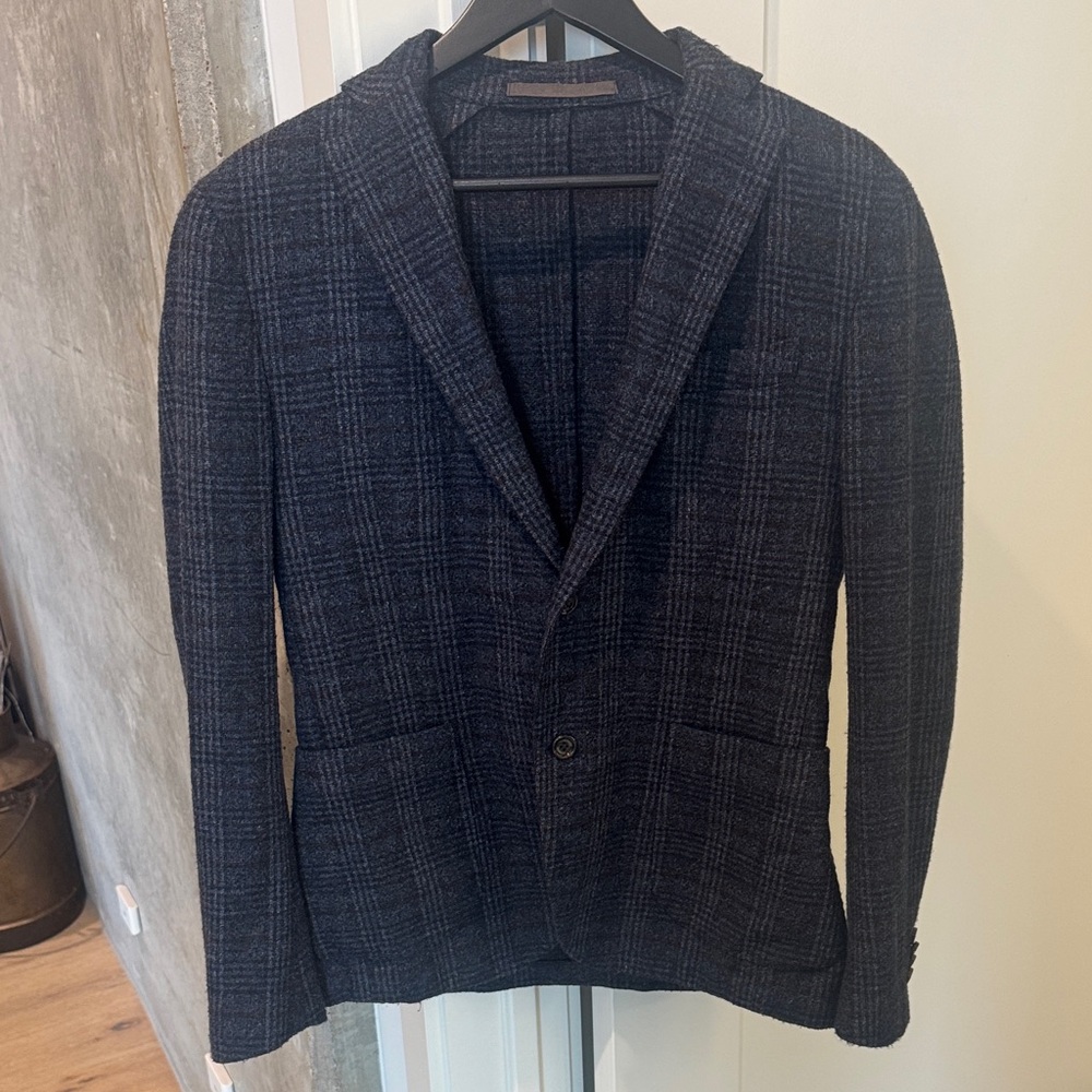 Eleventy Dark Checkered Blazer